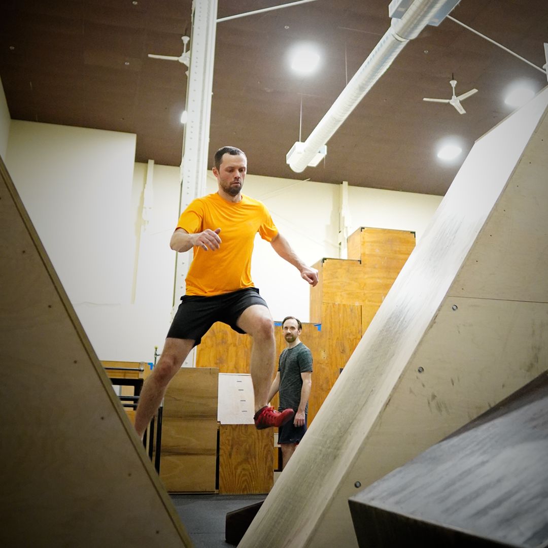 Quad stepping at the Rochester Parkour Gym